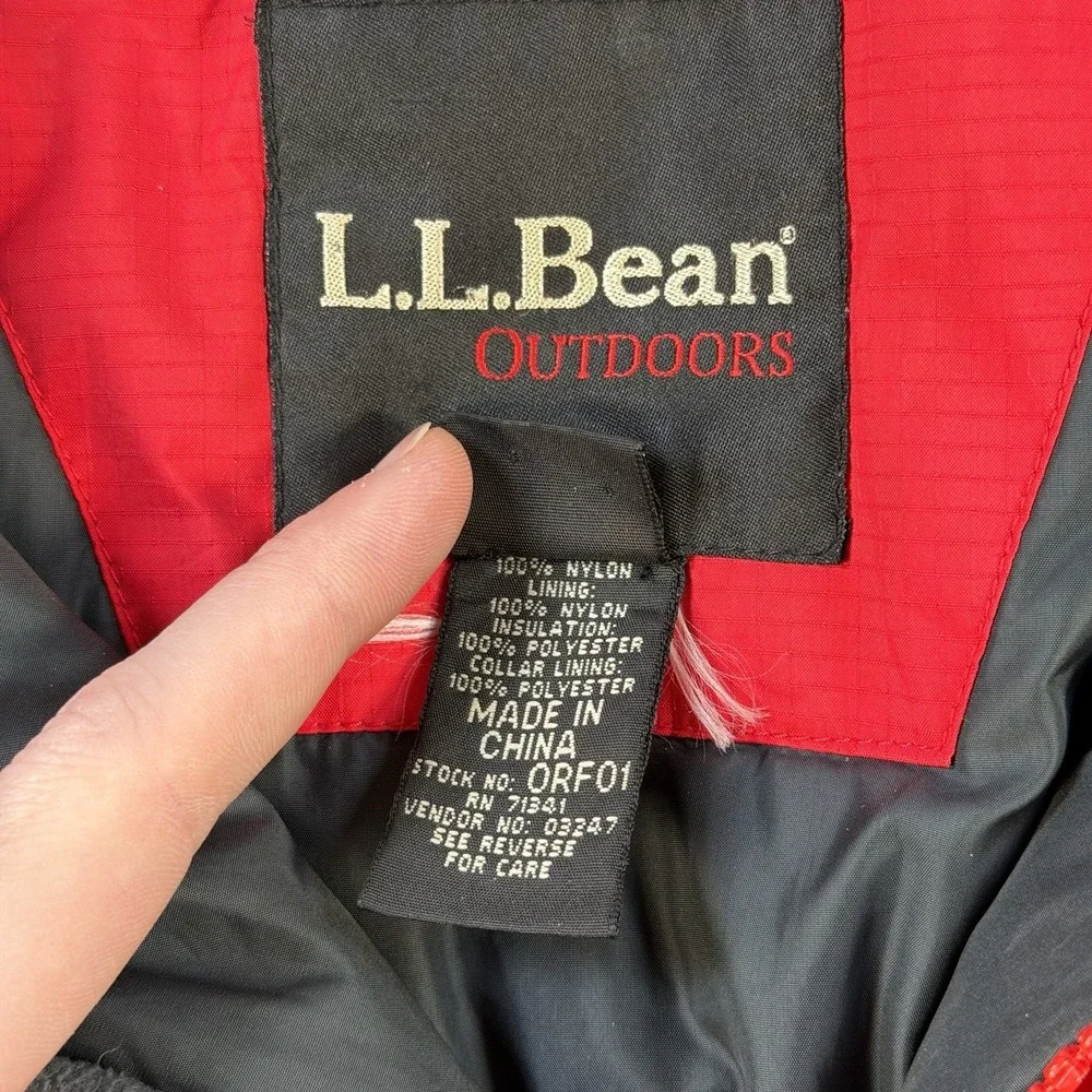 LL Bean Jacket Mens 2XL Red Grey Gore Tex Waterproof Hooded Outdoor Coat